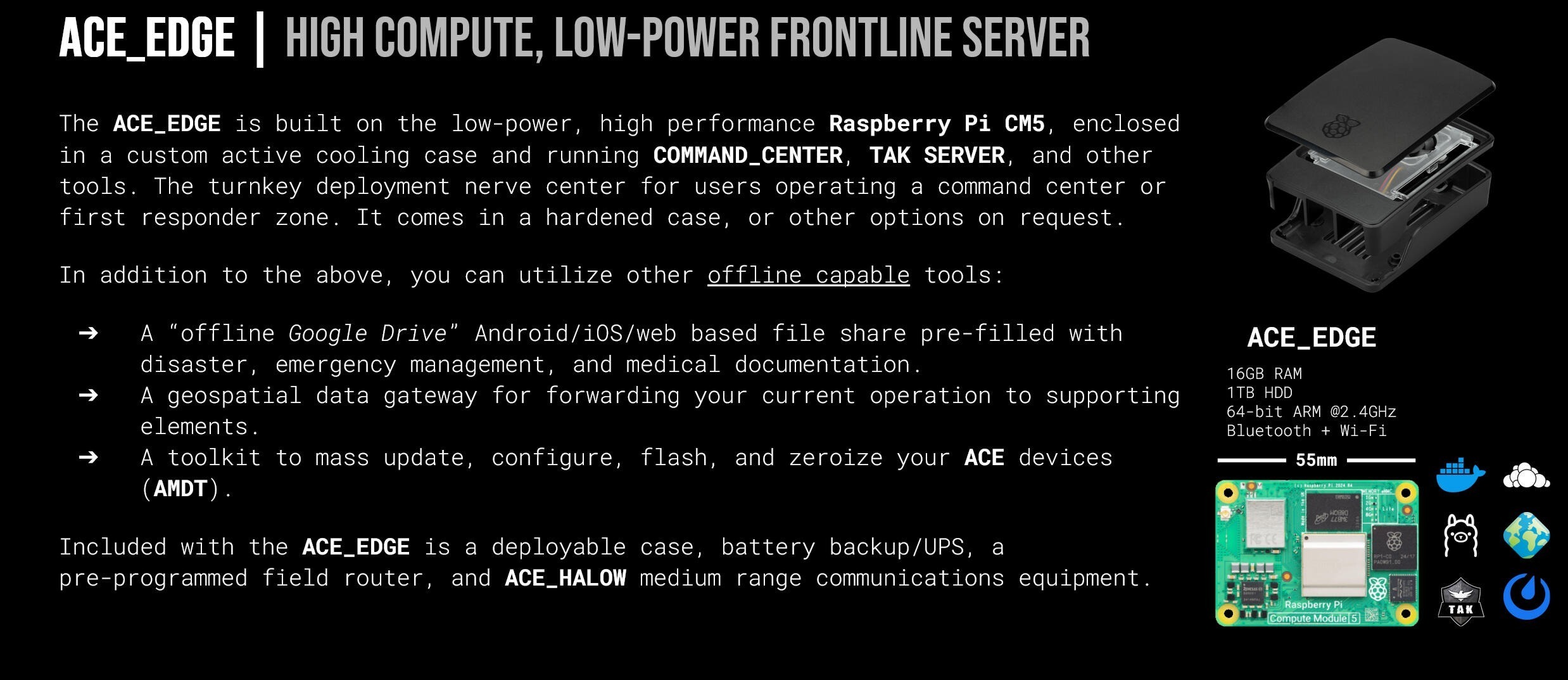 ACE Edge field server for mapping and message routing on the mesh